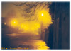 Calle de Werrington (Inglaterra) con neblina